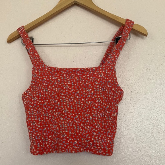 American Eagle Outfitters Tops - American Eagle Outfitters Floral Orange Crop Top XS